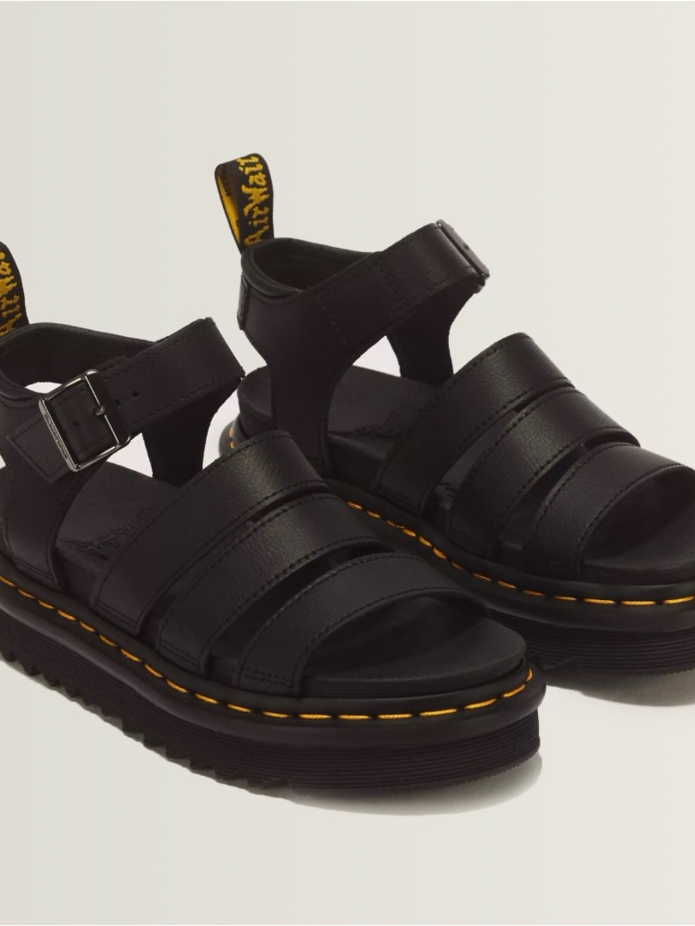 Dr. Martens Blaire Black Leather Platform Sandals